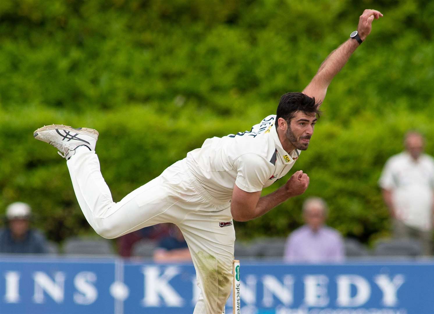 Grant Stewart took 5-23 in 13 overs for Kent against Derbyshire. Picture: Ady Kerry