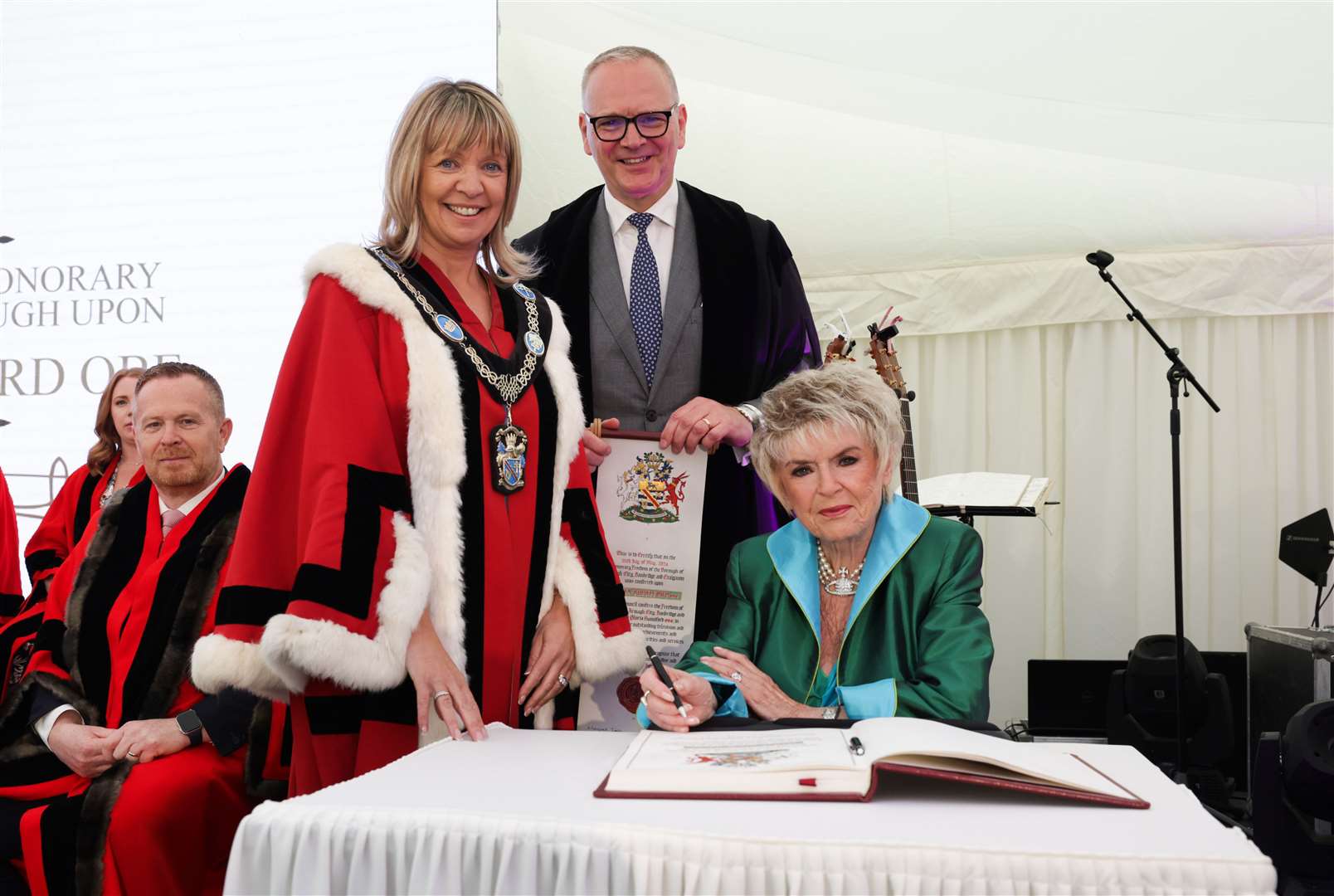 Armagh City, Banbridge and Craigavon Borough Council conferred the Freedom of the Borough to Gloria Hunniford at the Palace Demesne in Armagh on Saturday (Kelvin Boyes/Press Eye/PA)