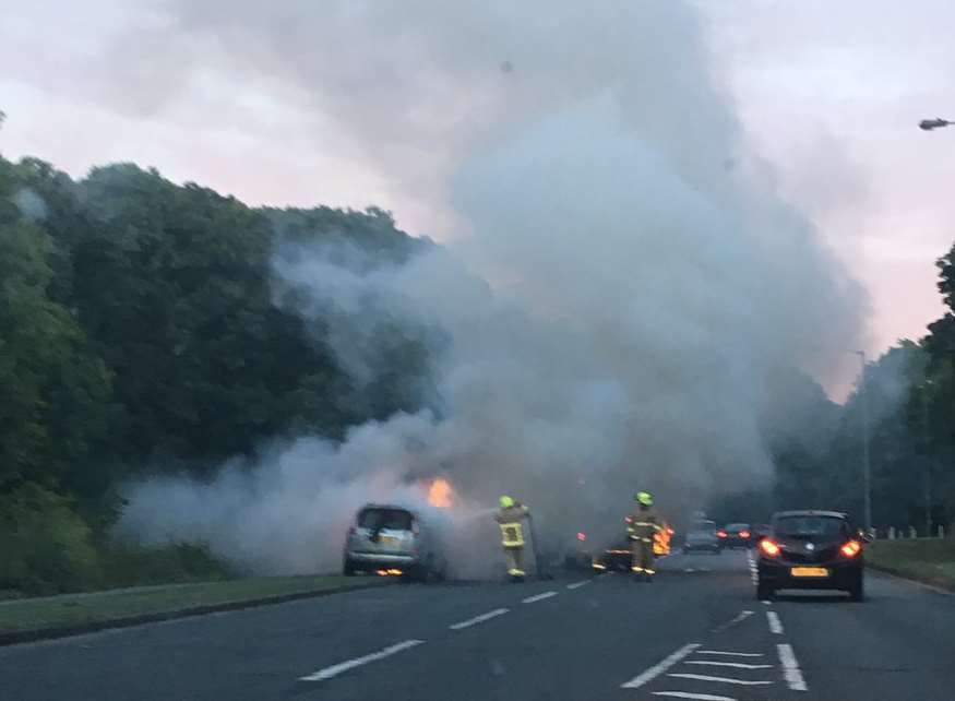 Firefighters at the scene of the blaze. Picture: @bethwoodxx