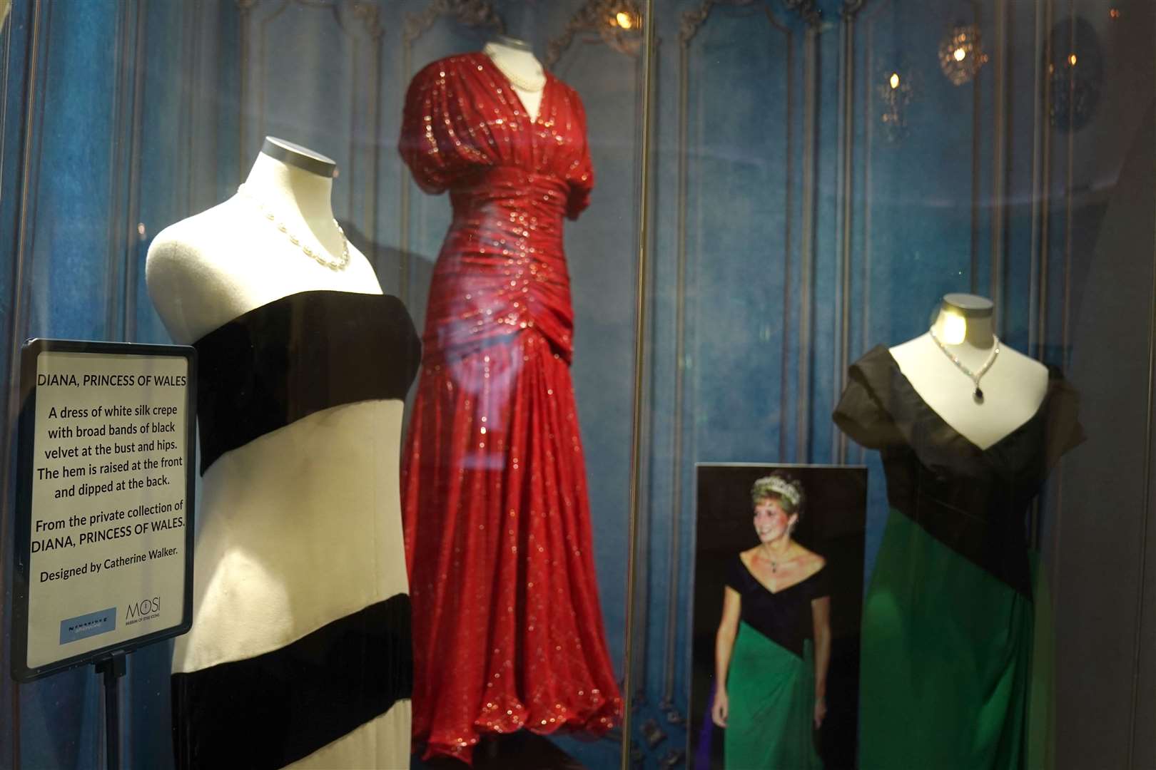 Dresses owned by Diana, Princess of Wales on display at the exhibition Princess Diana: Fashion From The Wardrobe Of The People’s Princess (Brian Lawless/PA)