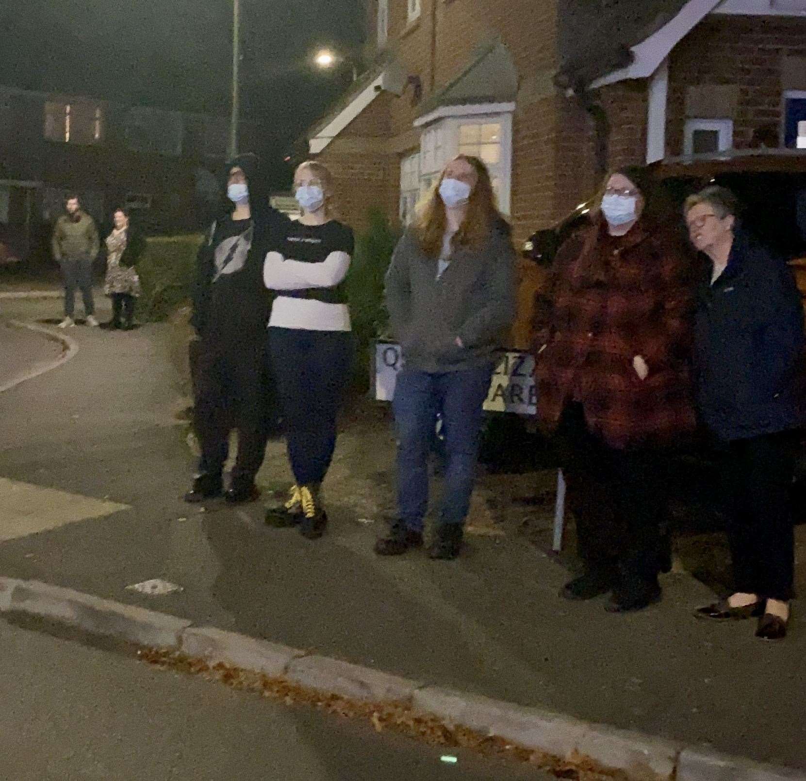 People gather to watch Callum Dunne's Christmas lights switch on, on November 20 Pic: Homeless Care