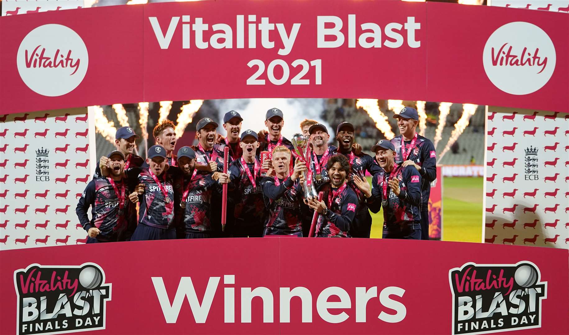 Kent Spitfires celebrate winning the Vitality Blast final at Edgbaston in 2021. Picture: PA Wire/PA Images