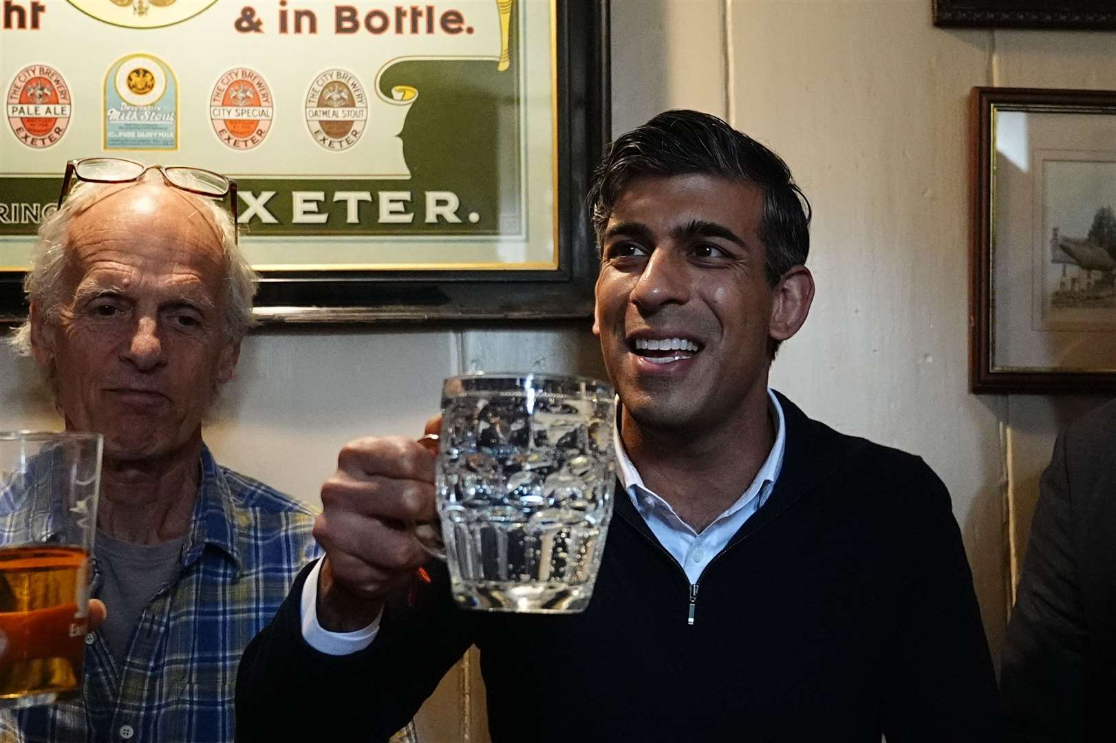 Prime Minister Rishi Sunak during his visit to The Drewe Arms Community Pub in Exeter while on the General Election campaign trail (Aaron Chown/PA)