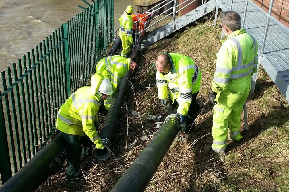 Environment Agency workers prepare to safeguard Romney Marsh land for farmers