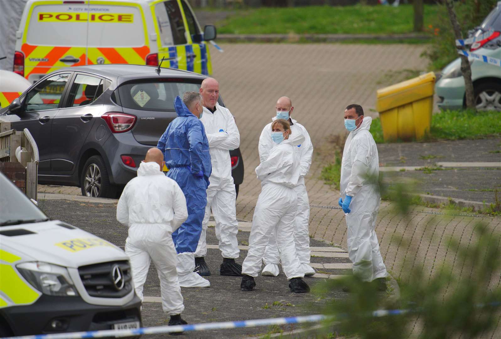 Forensic officers in Biddick Drive (Ben Birchall/PA)