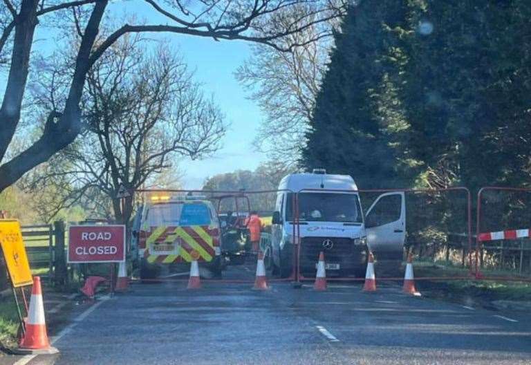 A28 Ashford Road in Godmersham, between Ashford and Canterbury, shut ...