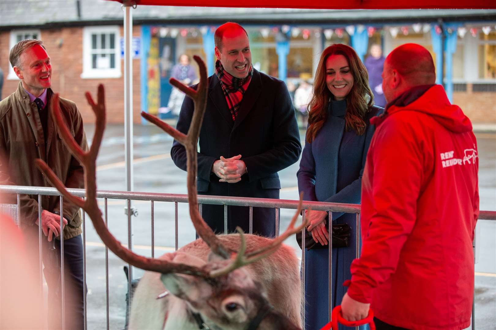 As a treat, Kensington Palace arranged for Rent A Reindeer to take three animals to the school (Andy Commins/Daily Mirror/PA)