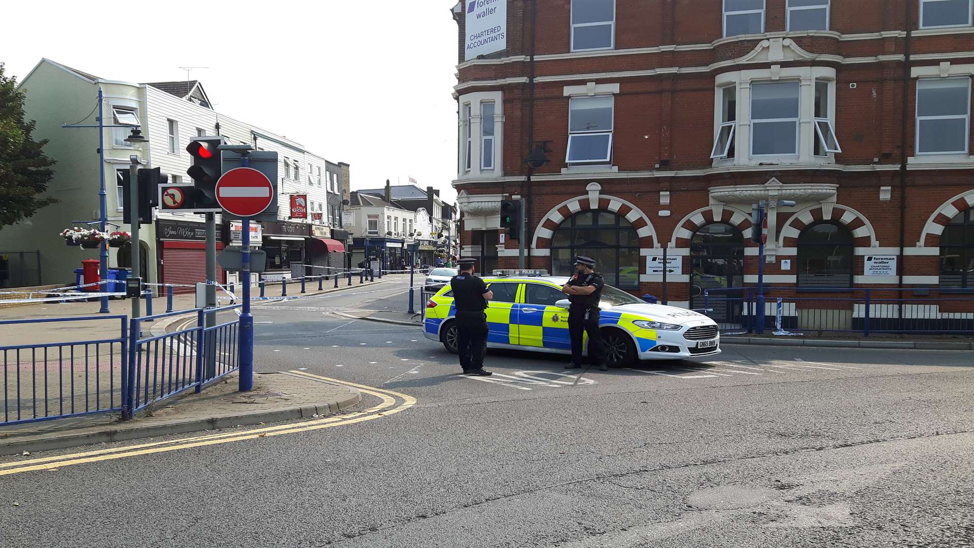 Police have been seen combing the area around The Goat and McDonalds