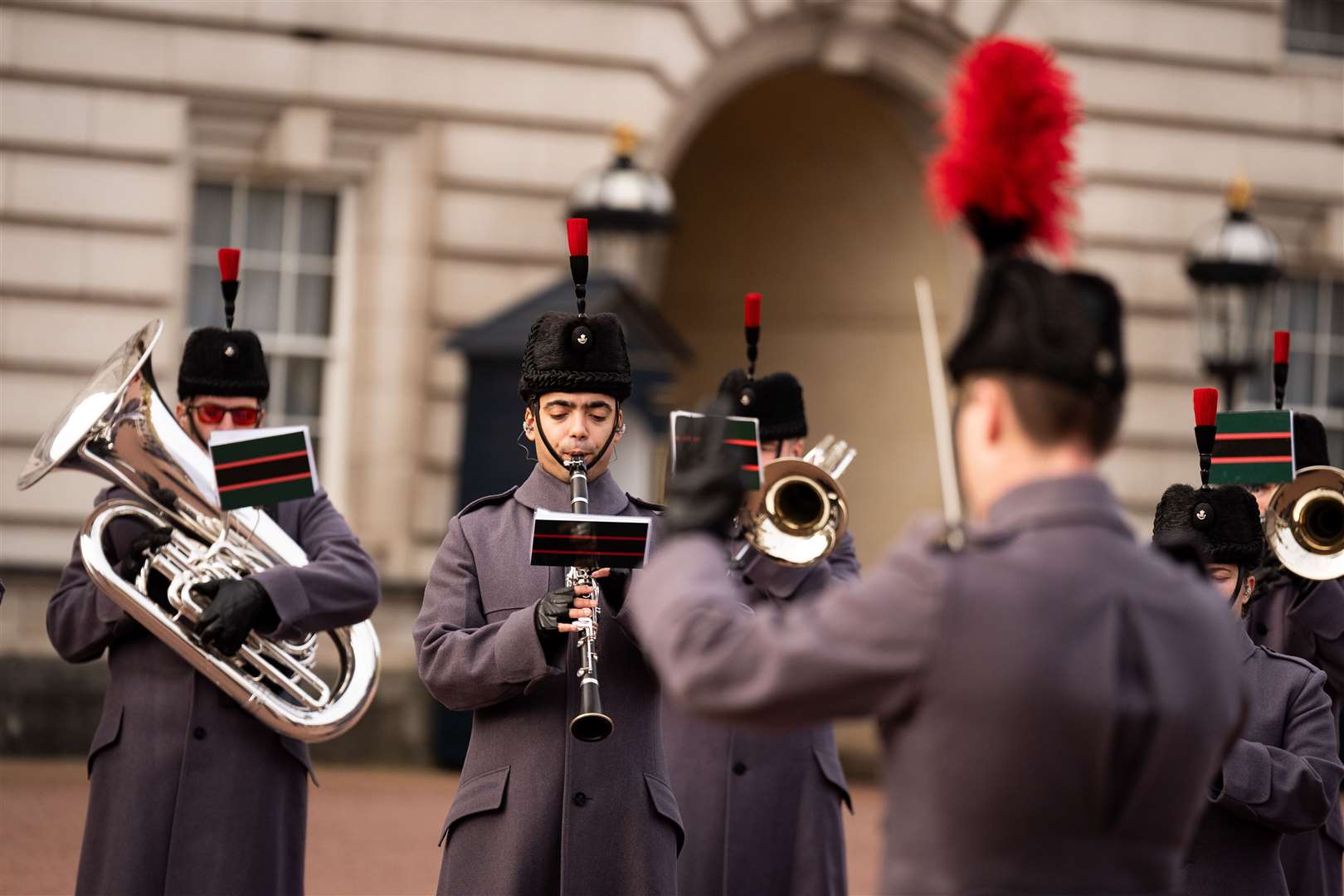 The Band and Bugles of The Rifles performed on the Buckingham Palace forecourt (Aaron Chown/PA)