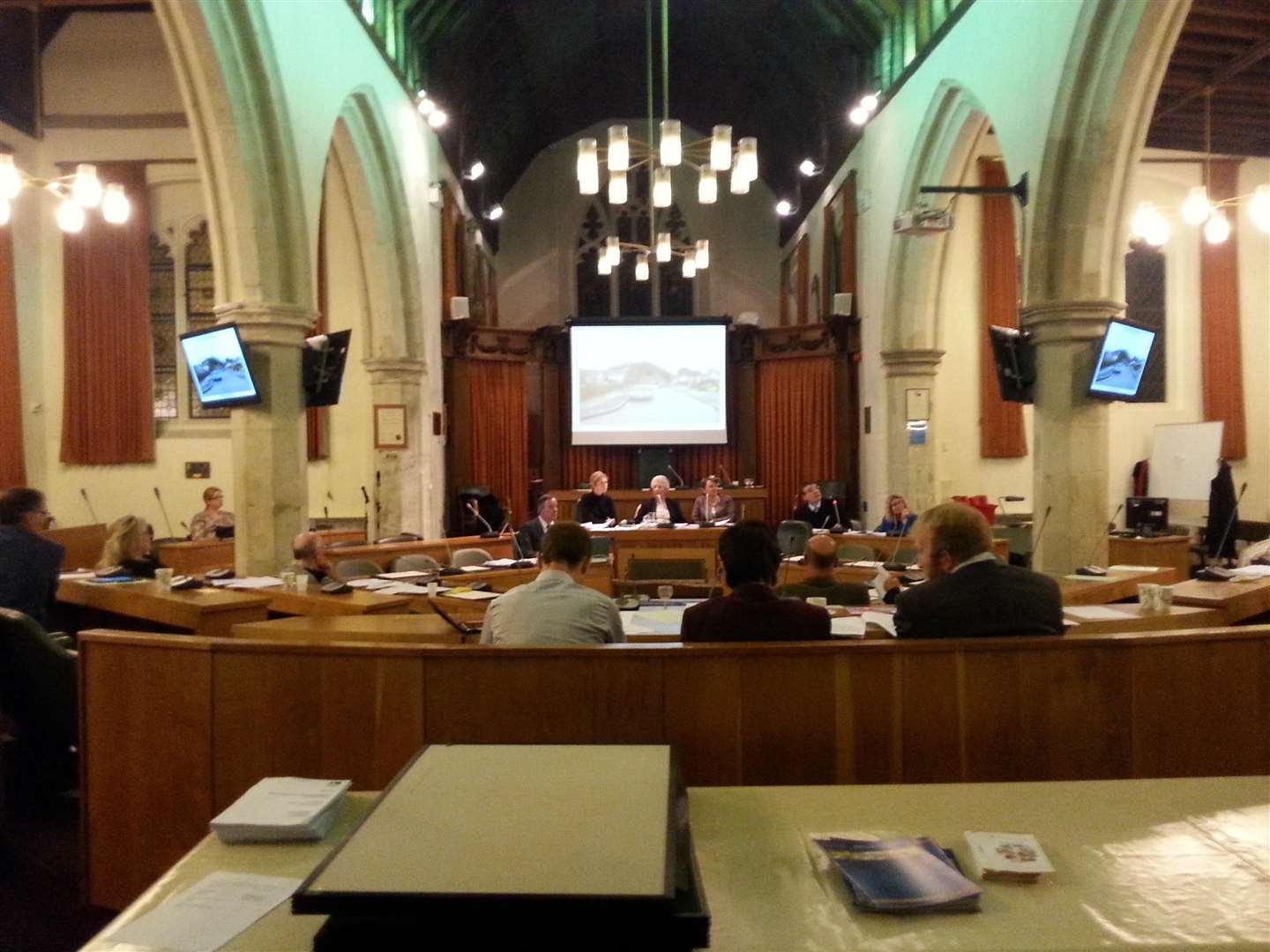 Canterbury City Council chamber at the Guildhall