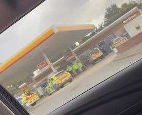 Emergency services were spotted at a Shell garage in London Road, Wrotham, this afternoon