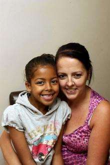 Khia Green, 7, and her mum Georgina