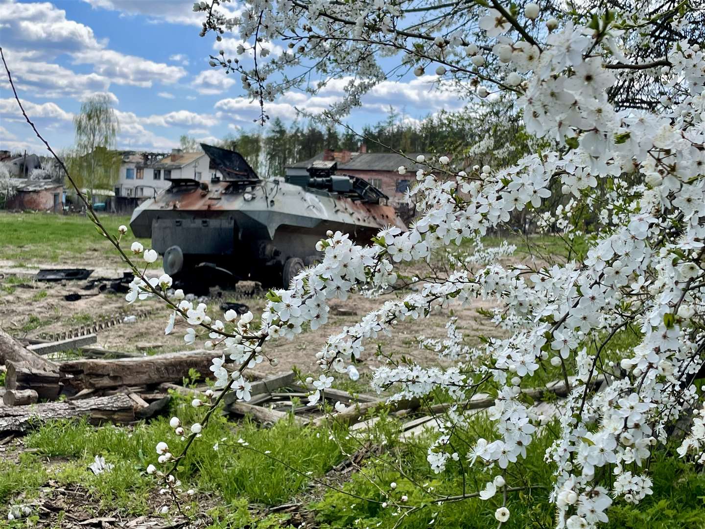 Ruined tanks litter the Ukrainian roadsides. Photo: Sophie Alexander