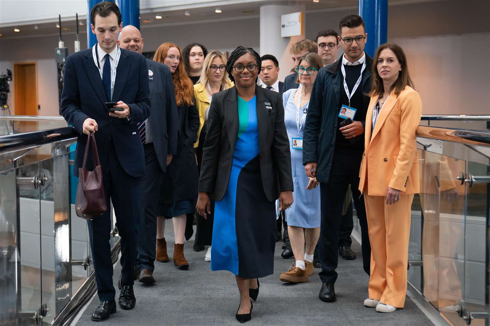 Tory leadership candidate Kemi Badenoch with her team (Stefan Rousseau/PA)