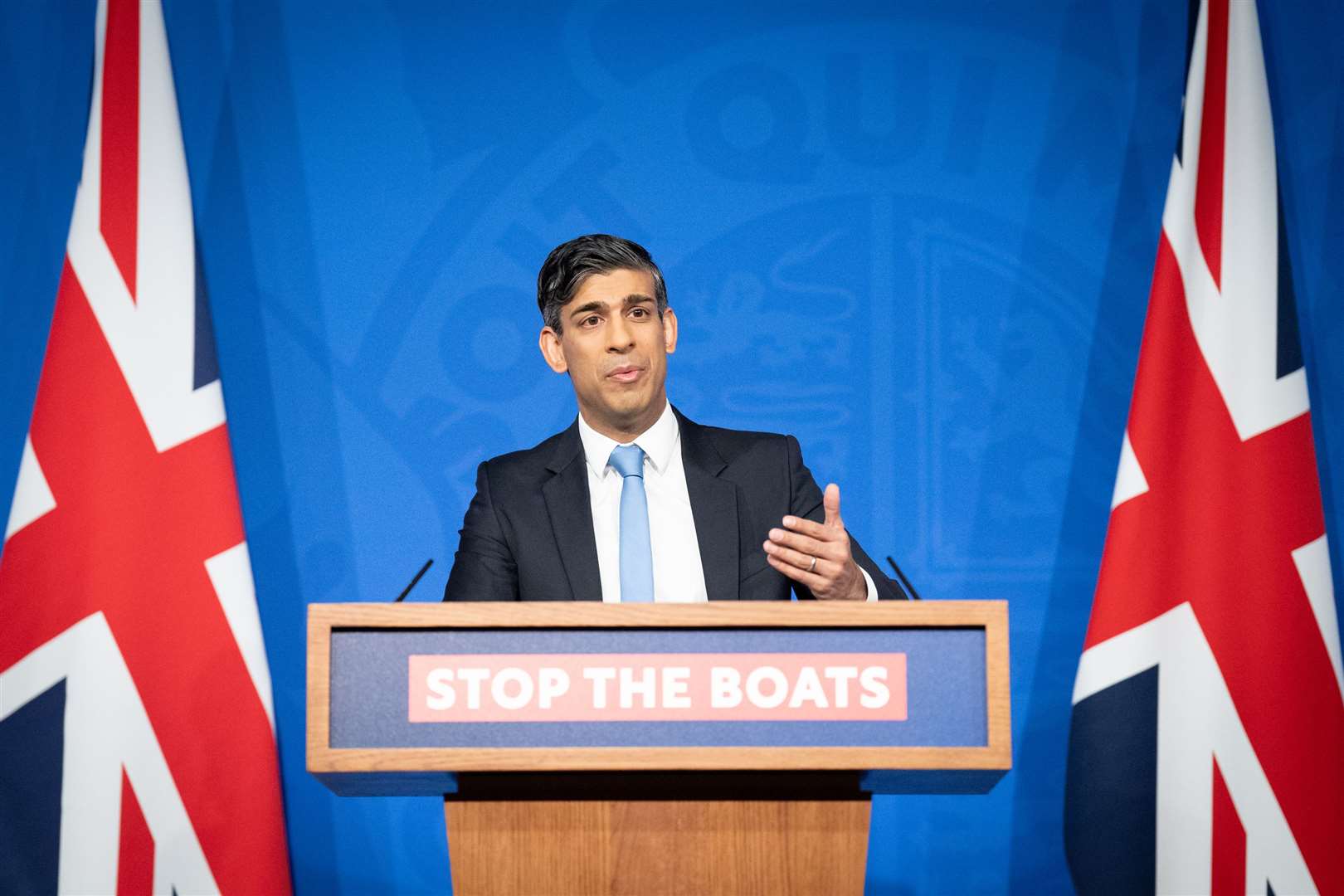 Prime Minister Rishi Sunak speaks during a press conference (Stefan Rousseau/PA)