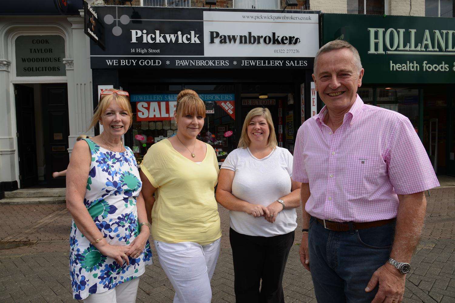 Alison Gallagher, Sam Stuart, Julie King and director Vincent Way of Pickwick Pawnbrokers