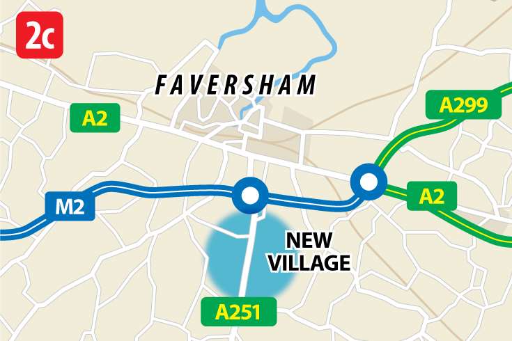This variant would see 10,000 homes south out of Faversham