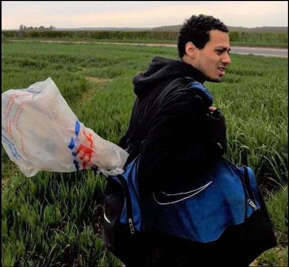 Callum Wheeler, pictured the day after Julia's death in countryside between Aylesham and Snowdown, carrying what is alleged to be the murder weapon. Picture: Kent Police