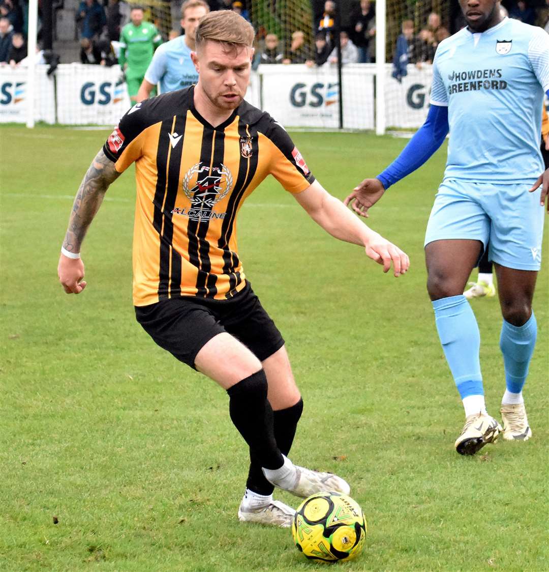 Jack Jebb - the midfielder came off at half-time in Folkestone’s 1-0 weekend defeat at Whitehawk. Picture: Randolph File