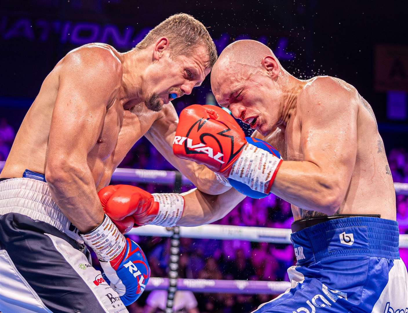 Faversham’s Alex Branson-Cole, left, faces up against Daniel Przewieslik at the Brentwood Centre at the weekend. Picture: NWA Photography/Nick Alston