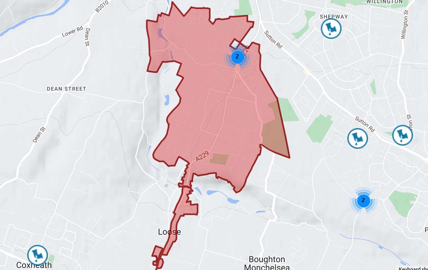 Around 400 homes and businesses in Loose were affected last week. Picture: South East Water