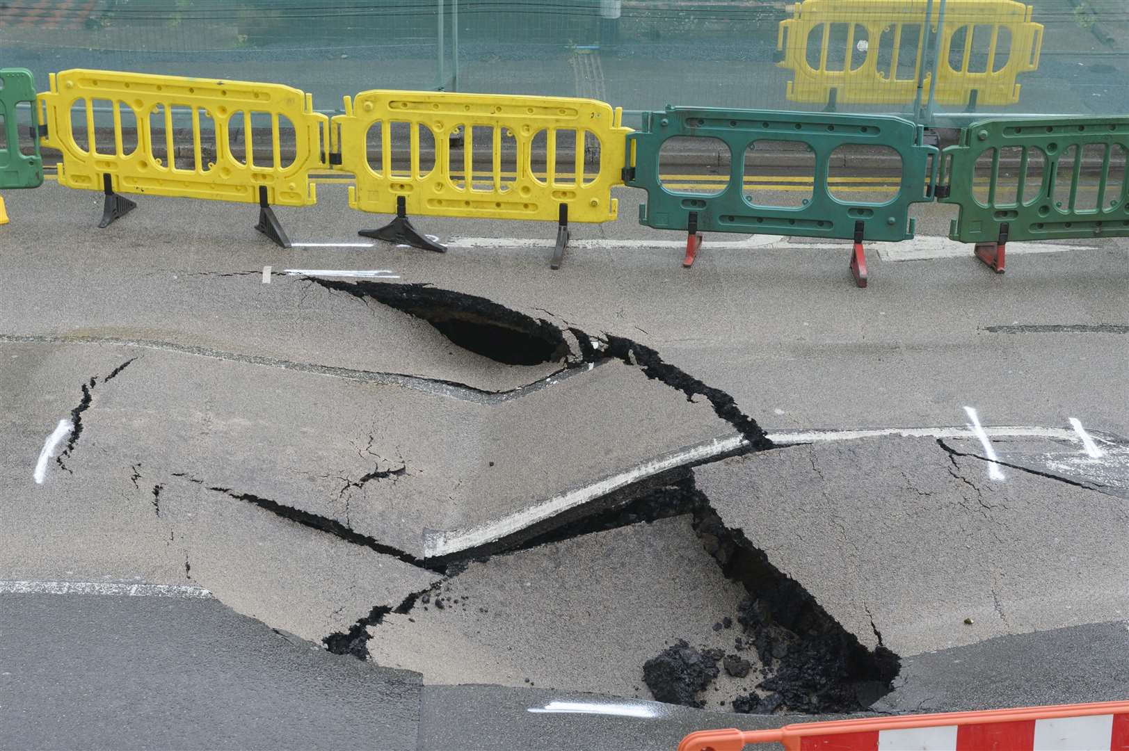 A sink hole left part of Tonbridge Road in tatters in 2018