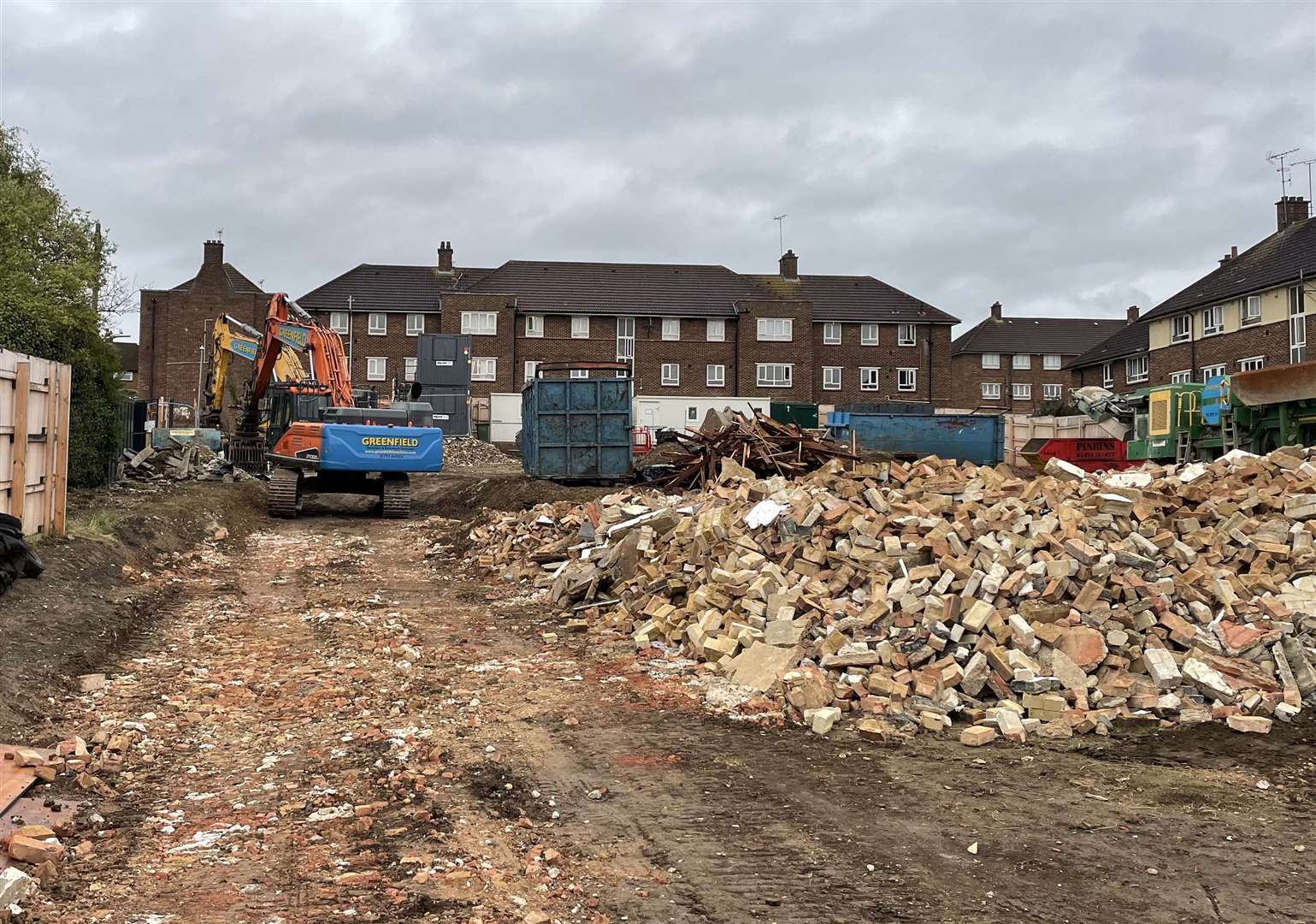 Mountains of rubble remain on the site