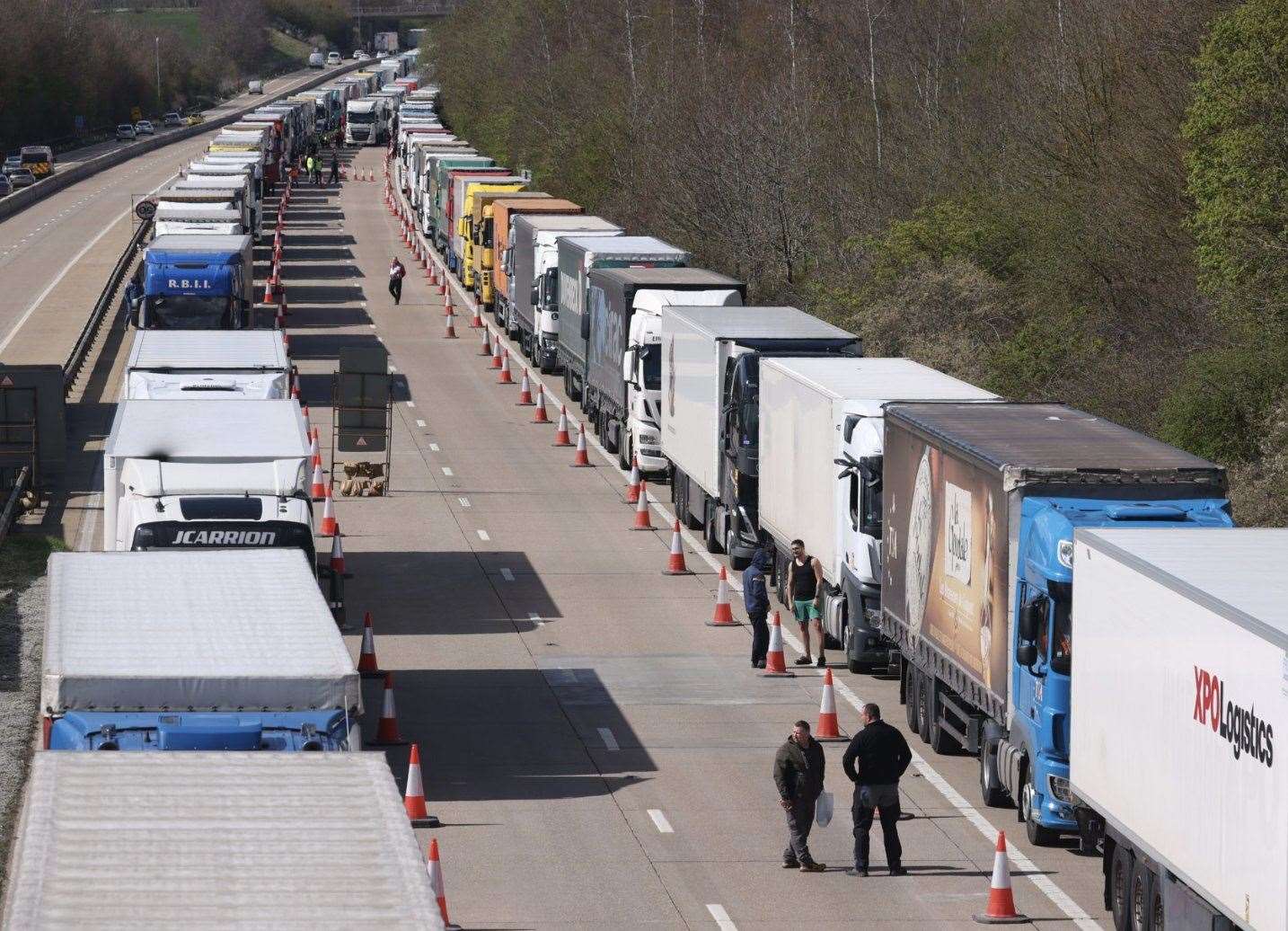 Lorries stacked up on the M20. Picture: UKNIP