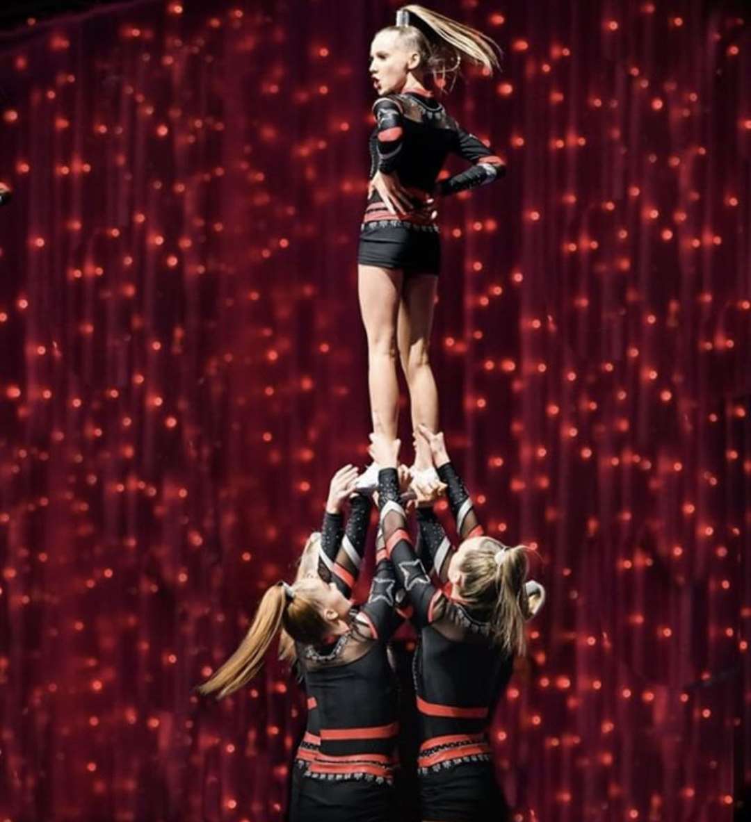 Screenshot of the girls at a cheerleading competition. Picture: Jennifer Joslin-Wood