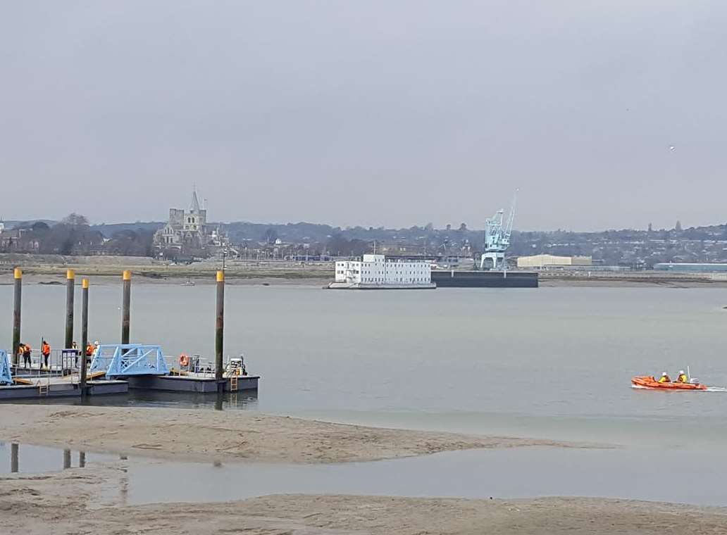 The coastguard scouring the river