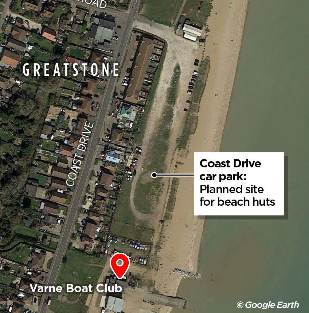 The planned site for 93 beach huts and a coastal visitor centre at Greatstone