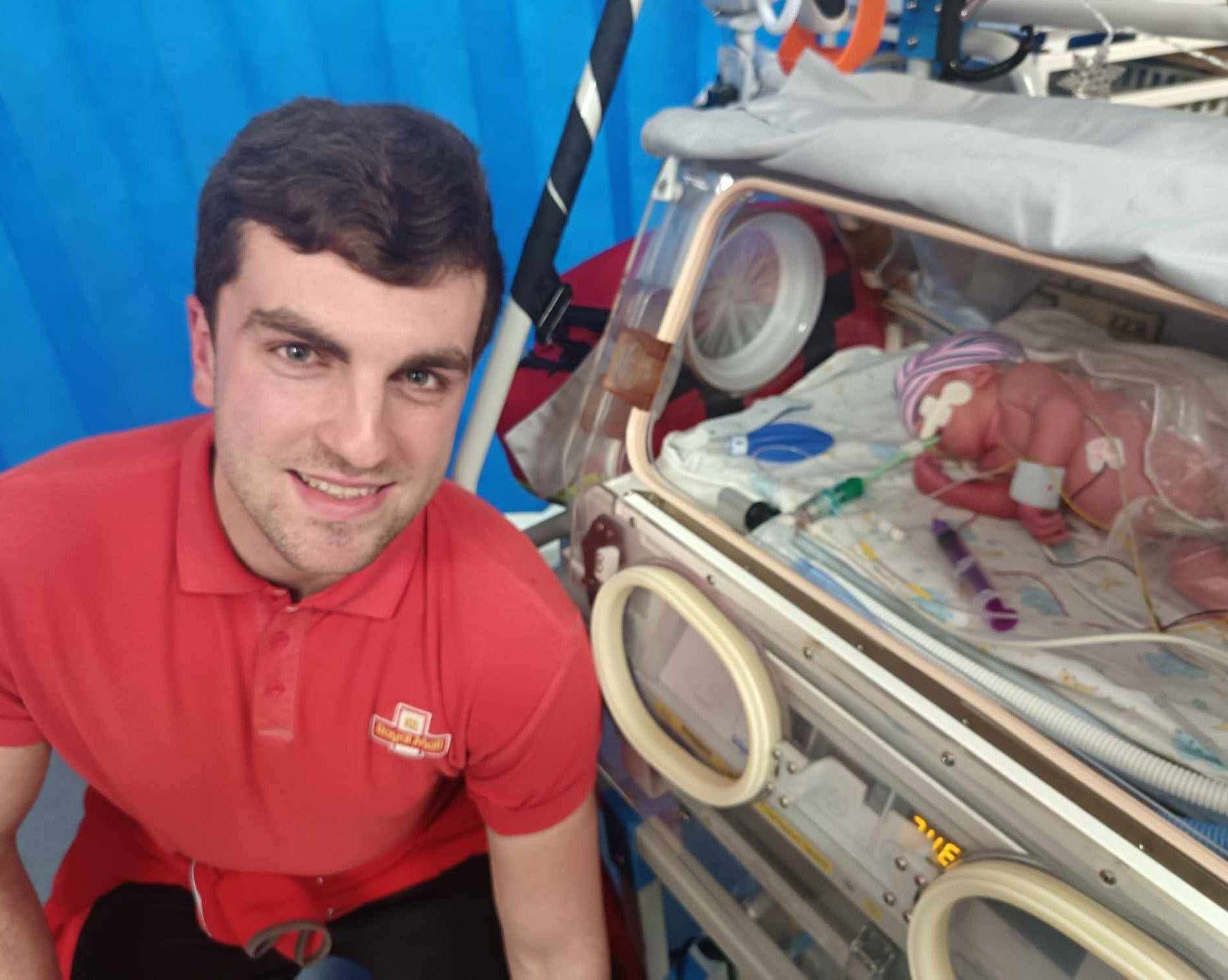 Dad Harry, a postman, accompanied his poorly son to hospital