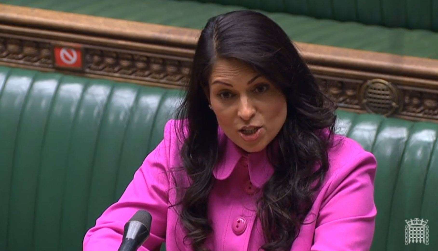 Home Secretary Priti Patel spoke to MPs about progress being made in learning from the Windrush scandal (House of Commons/PA)