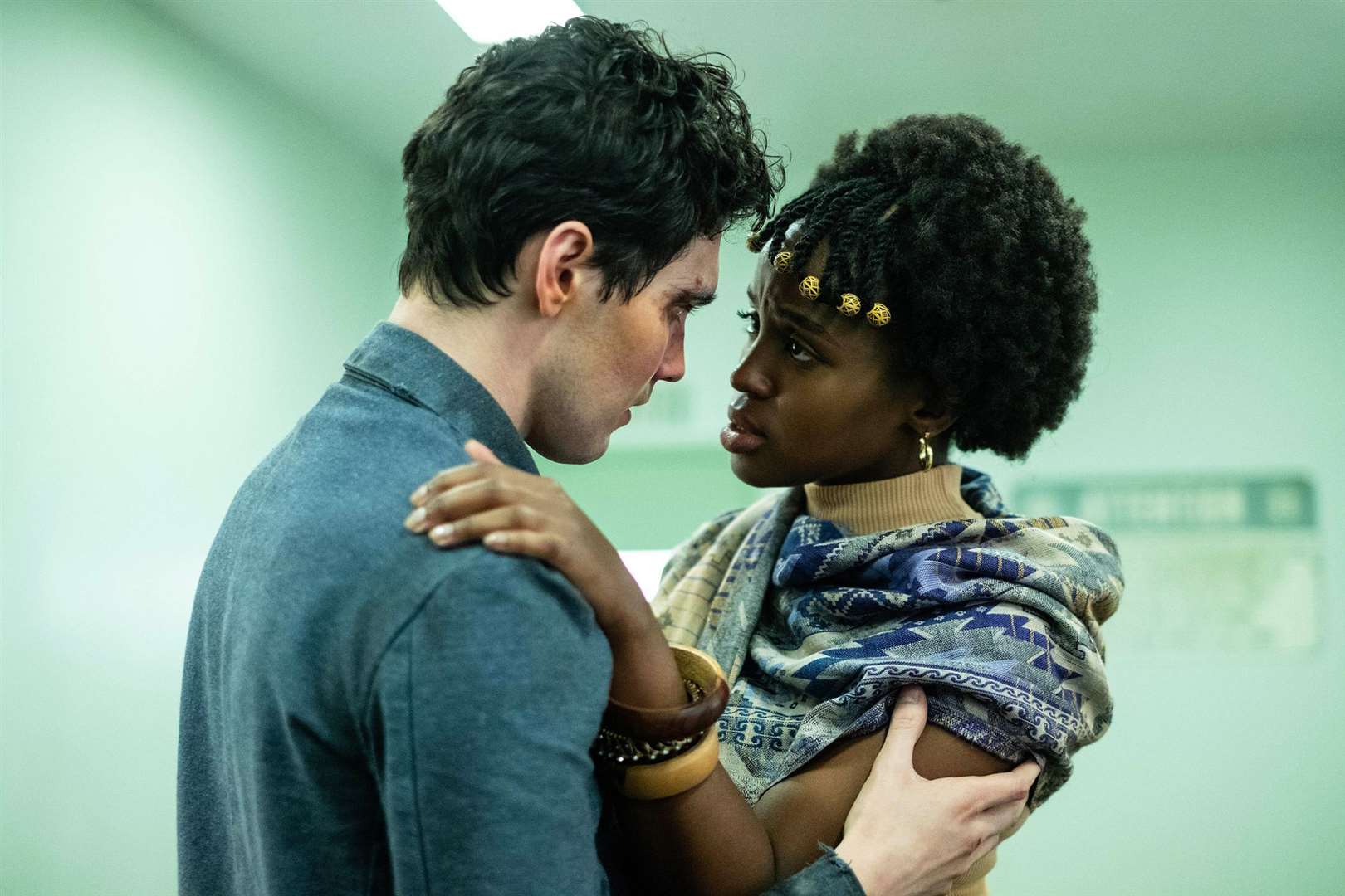 Jack Rowan and Masali Baduza in the BBC adaptation of Noughts And Crosses (Ilze Kitshoff/Mammoth Screen/BBC/PA)