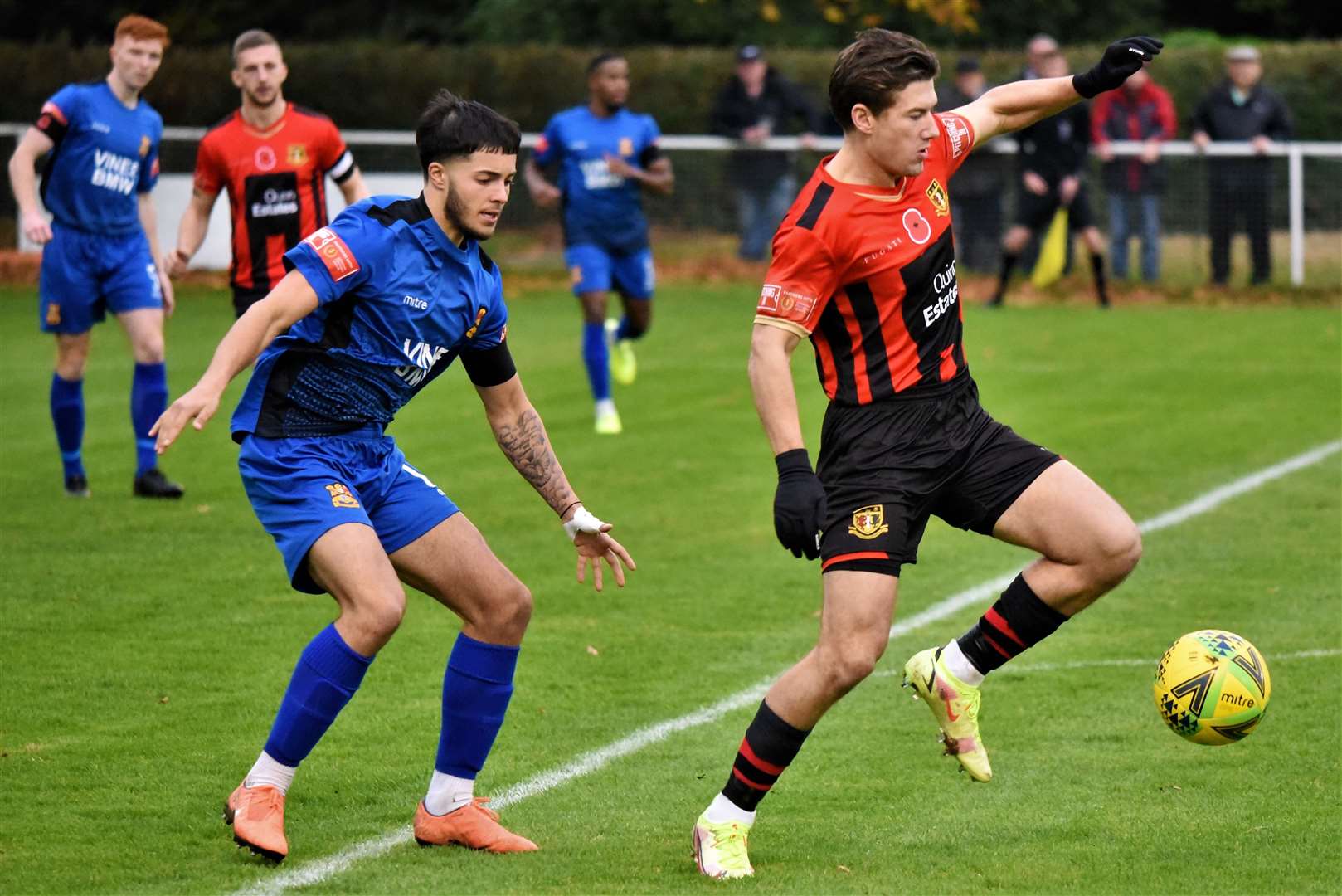 Sittingbourne hold the ball up against Three Bridges last Saturday. Picture: Ken Medwyn (53064553)