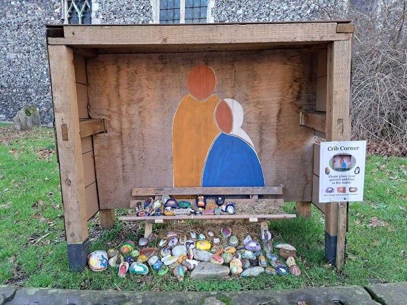 Crib corner, as it looks now with Mary, Joseph but no infant Christ