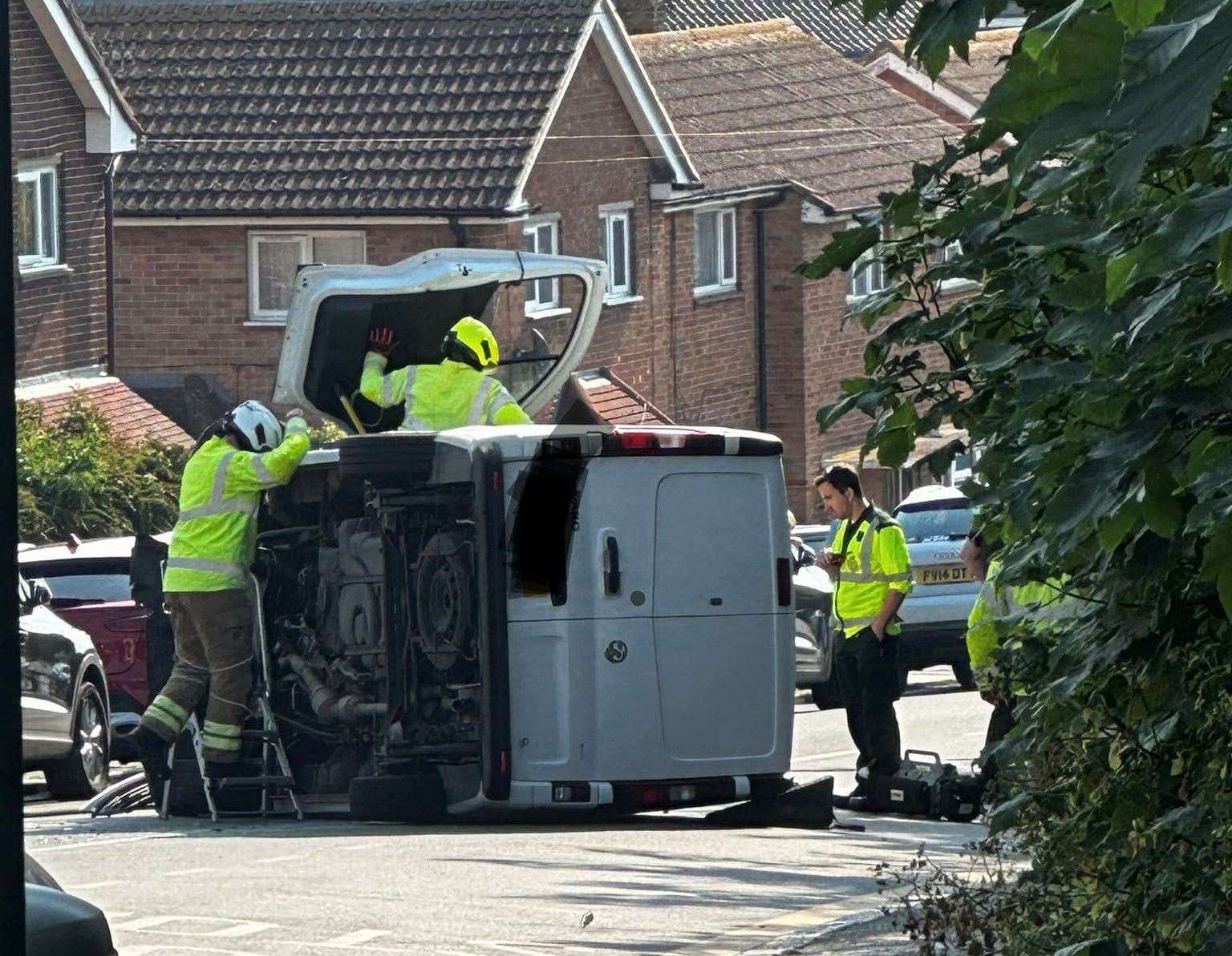 The crash on College Road, Margate happened at rush hour this morning. Picture: Tarnya Louise