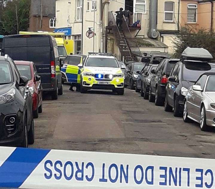 Armed police responded to the incident at the flat in Terminus Road, Barming Picture: Tobe Leigh