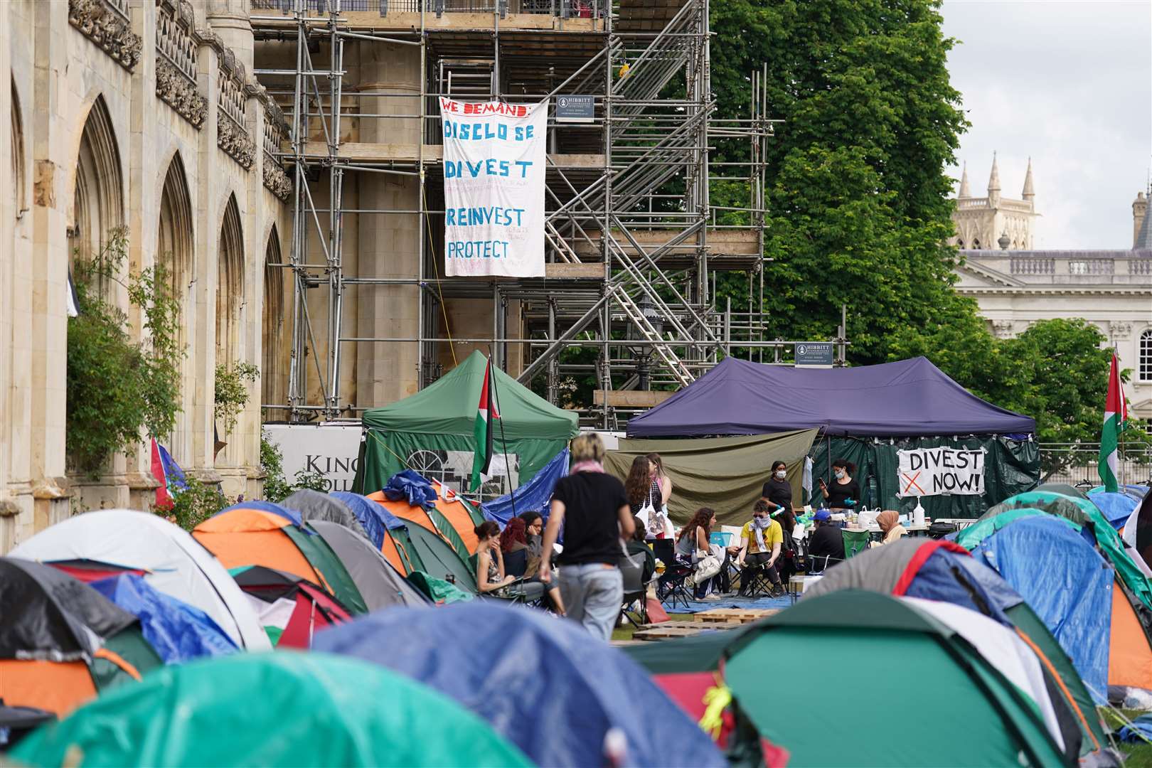 Similar encampments have been seen at other universities across the UK and US, such as Cambridge University, pictured, and Oxford (Joe Giddens/PA)