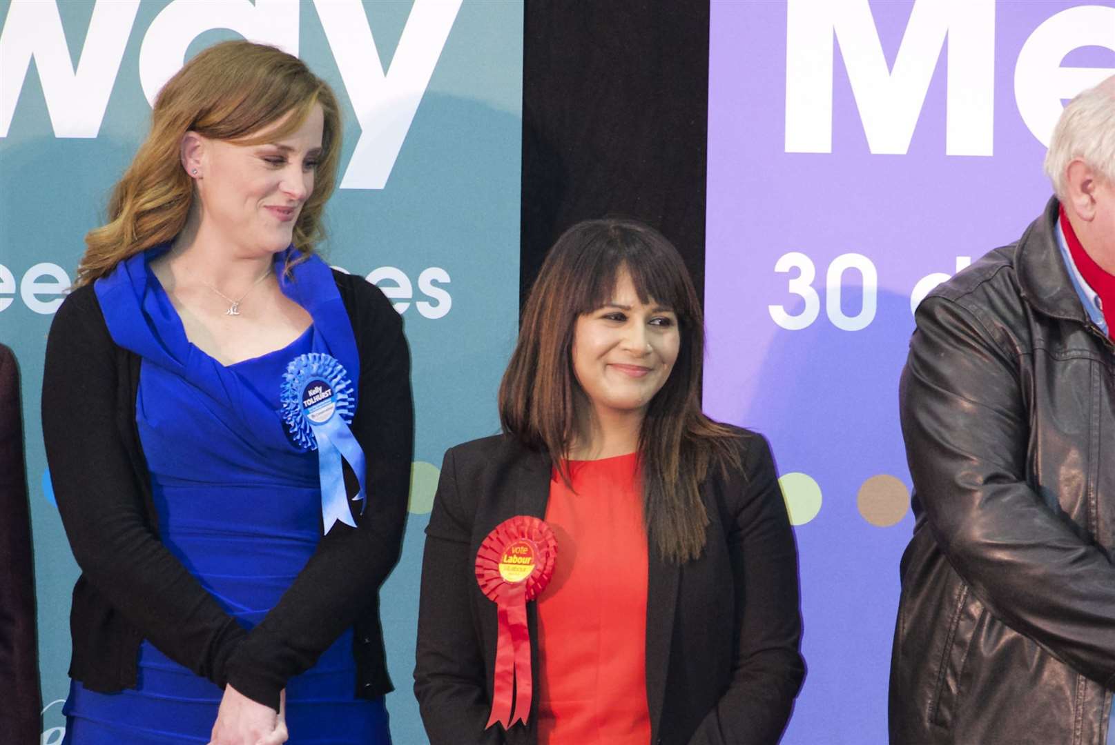 Kelly Tolhurst, left, and Naushabah Khan at the election count on November 20, 2014