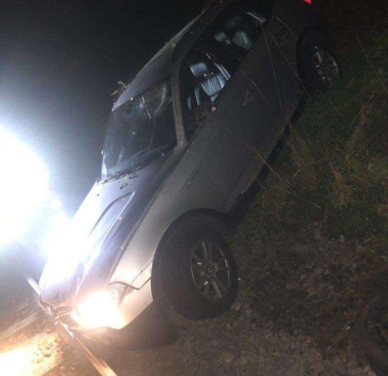 The car crashed through fences and ended up resting on the track. Credit: @John__Sharp