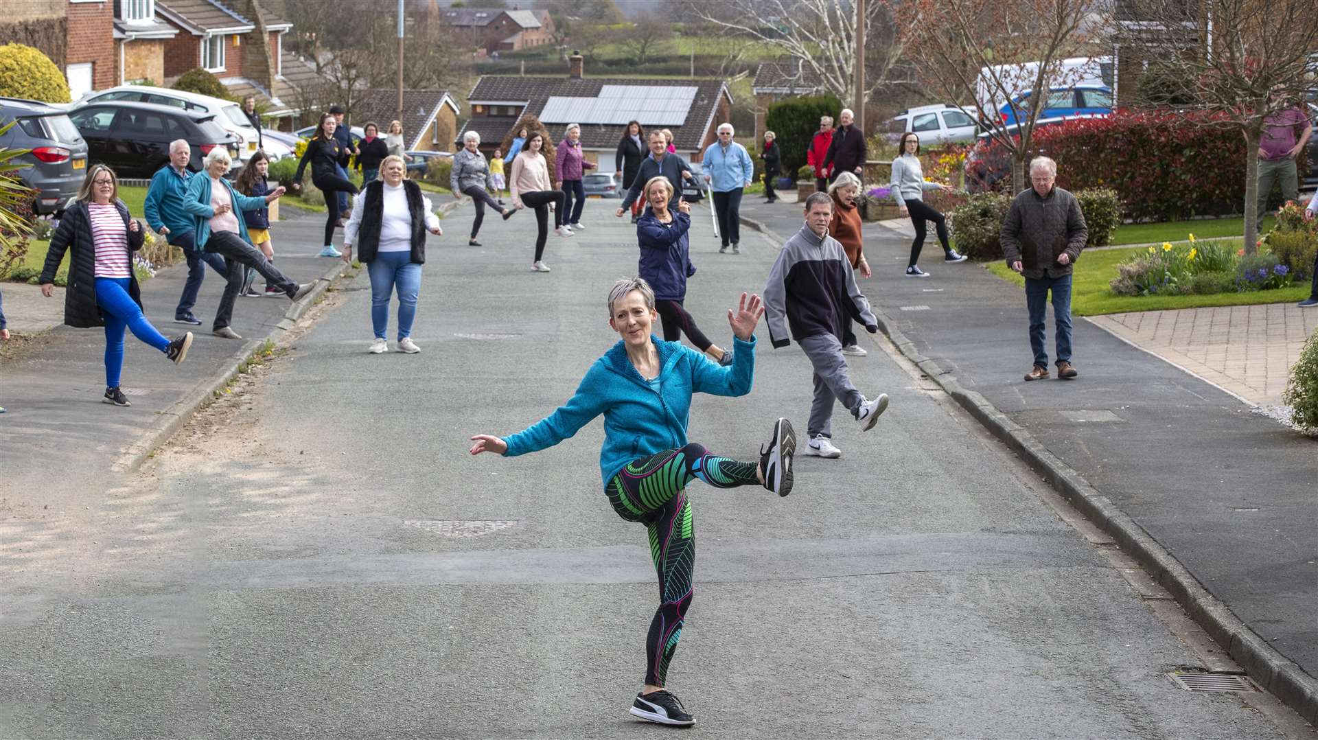 Neighbours dance in Frodsham (Peter Byrne/PA)