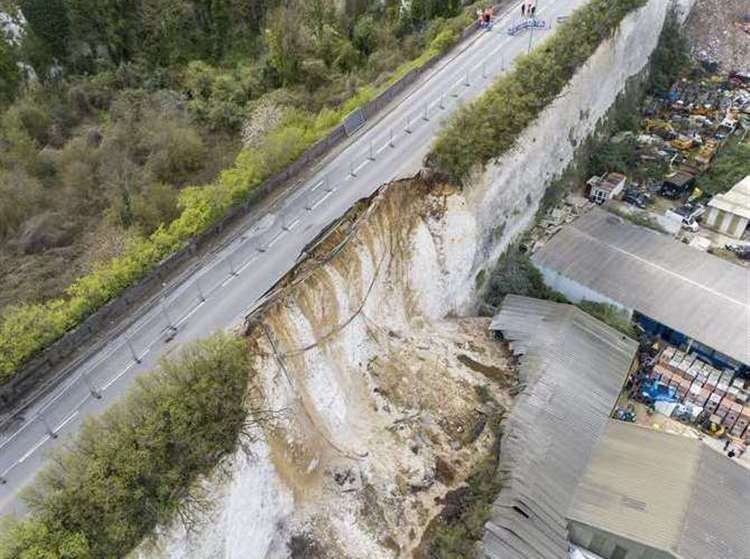 Galley Hill Road has been shut since the landslipPhoto: High Profile Aerial