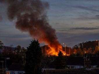 The fire has seen the motorway closed in both directions since 6.30pm. Picture: Keith Atkinson