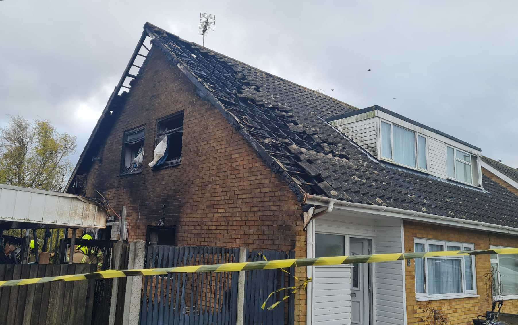 Severe damage has been caused to the chalet bungalow in The Warren, Whitstable