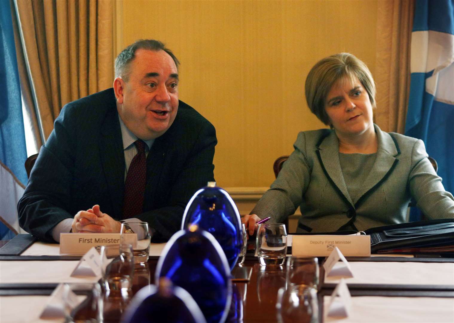 Former first minister Alex Salmond with his then deputy Nicola Sturgeon (David Cheskin/PA)