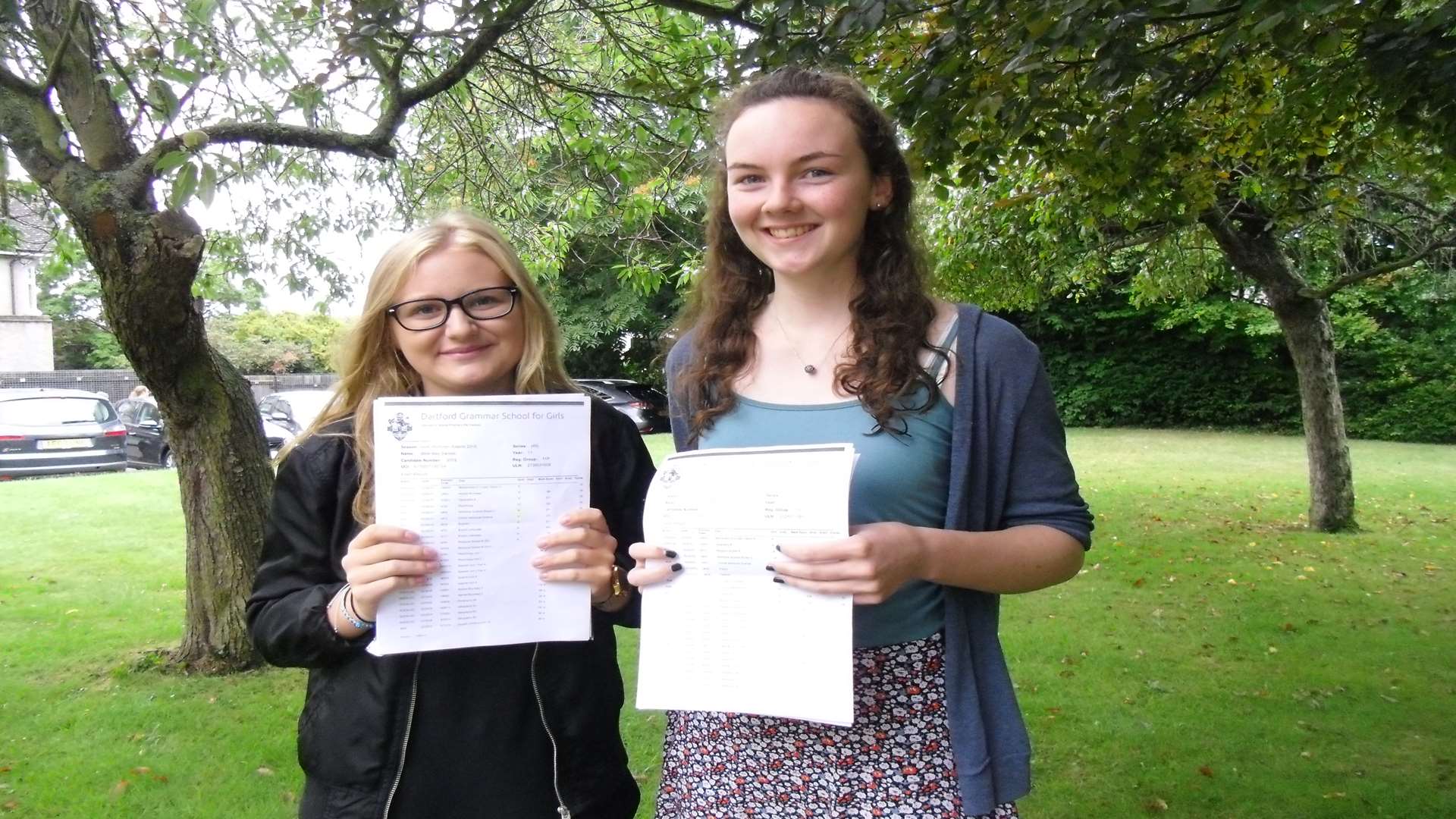 Alice Daniels and Caitlin Stevenson from Dartford Grammar School for Girls who between them achieved 16 A*s, 6 As
