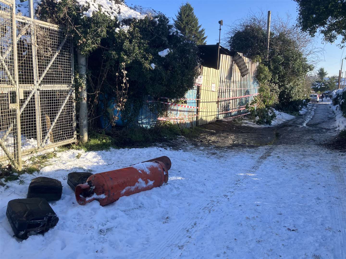 Gar bottles and fuel cannisters were removed from the workshop in Ryarsh Lane, following the fire