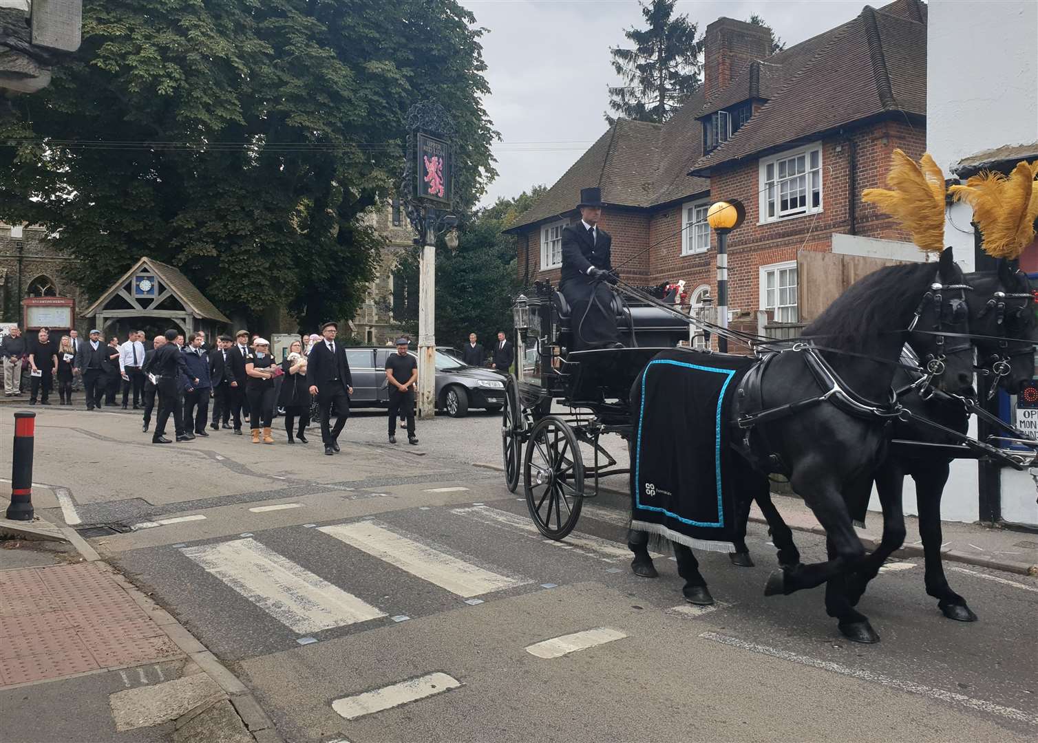 The procession leaving St Martin’s Church in Herne following Lee Harlow’s funeral in September