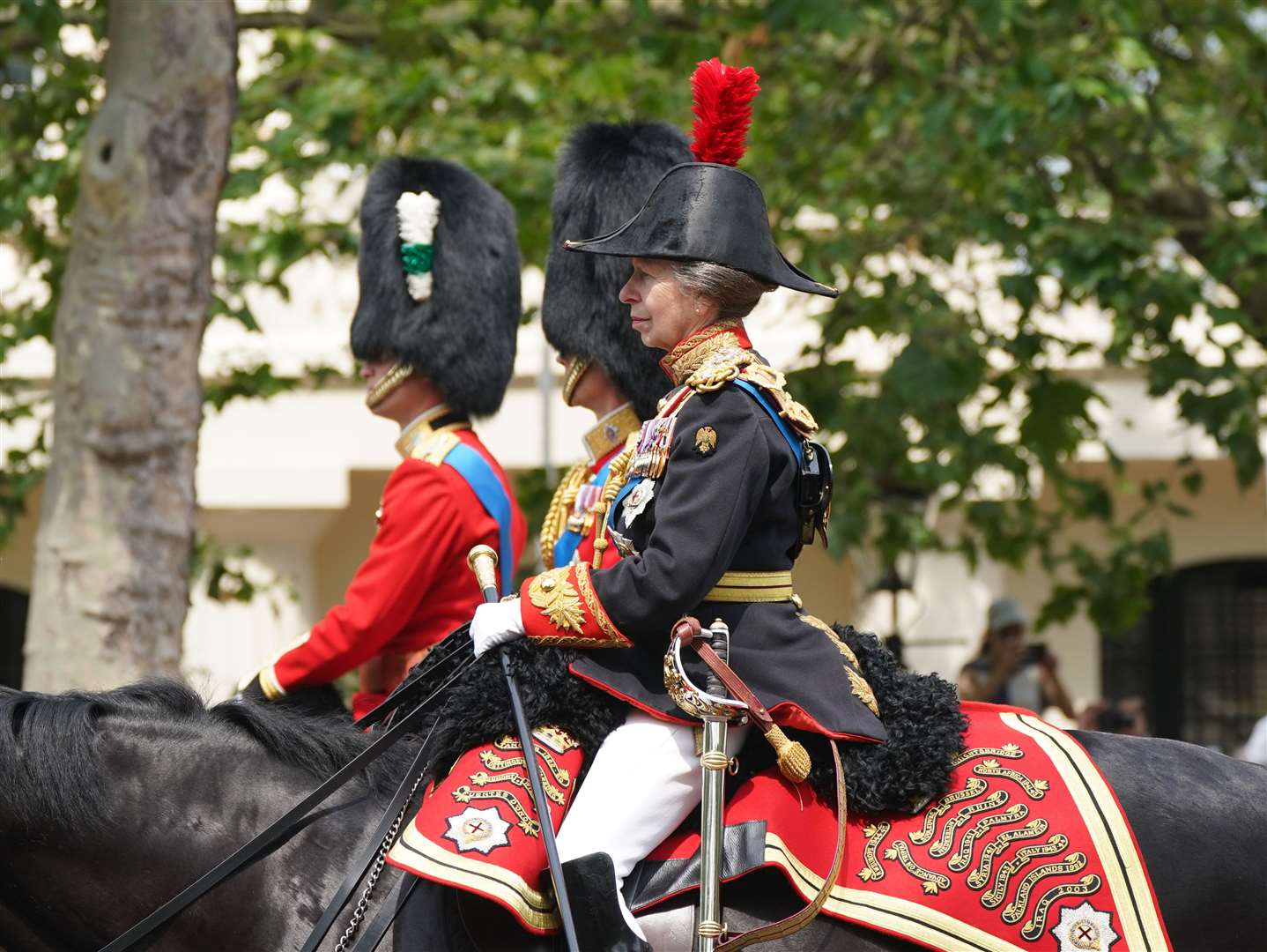 The Princess Royal riding on horseback along The Mall following the Trooping the Colour ceremony in 2023 (Yui Mok/PA)